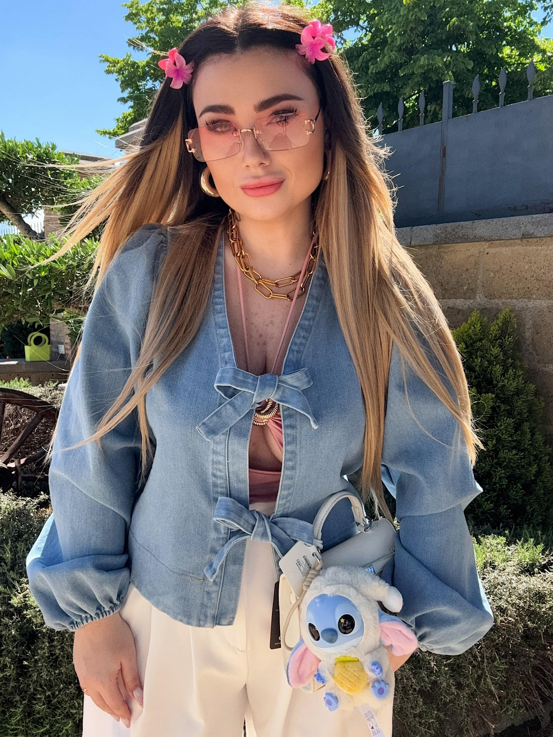 Camicia di jeans con fiocchetti - R.a. Boutique