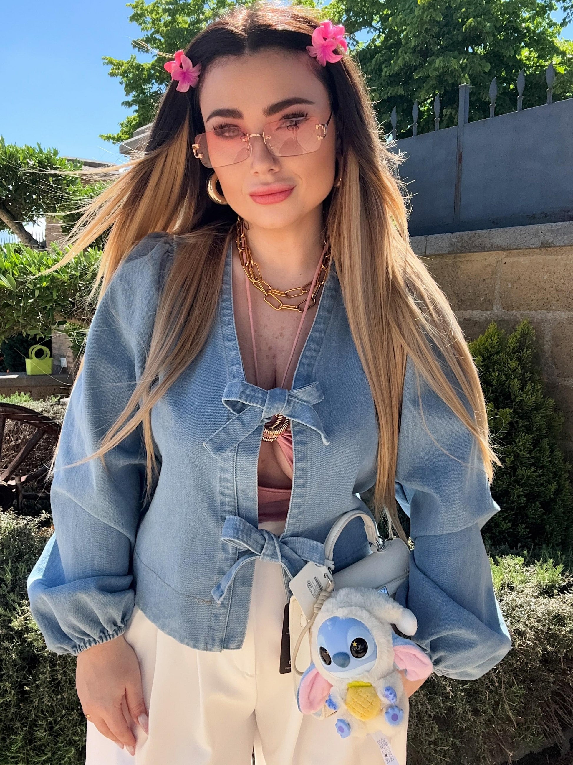 Camicia di jeans con fiocchetti - R.a. Boutique