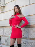 Abito in maglia con spacco rosso - R.a. Boutique 