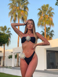 Bikini bianco e nero con rosa - R.a. Boutique 