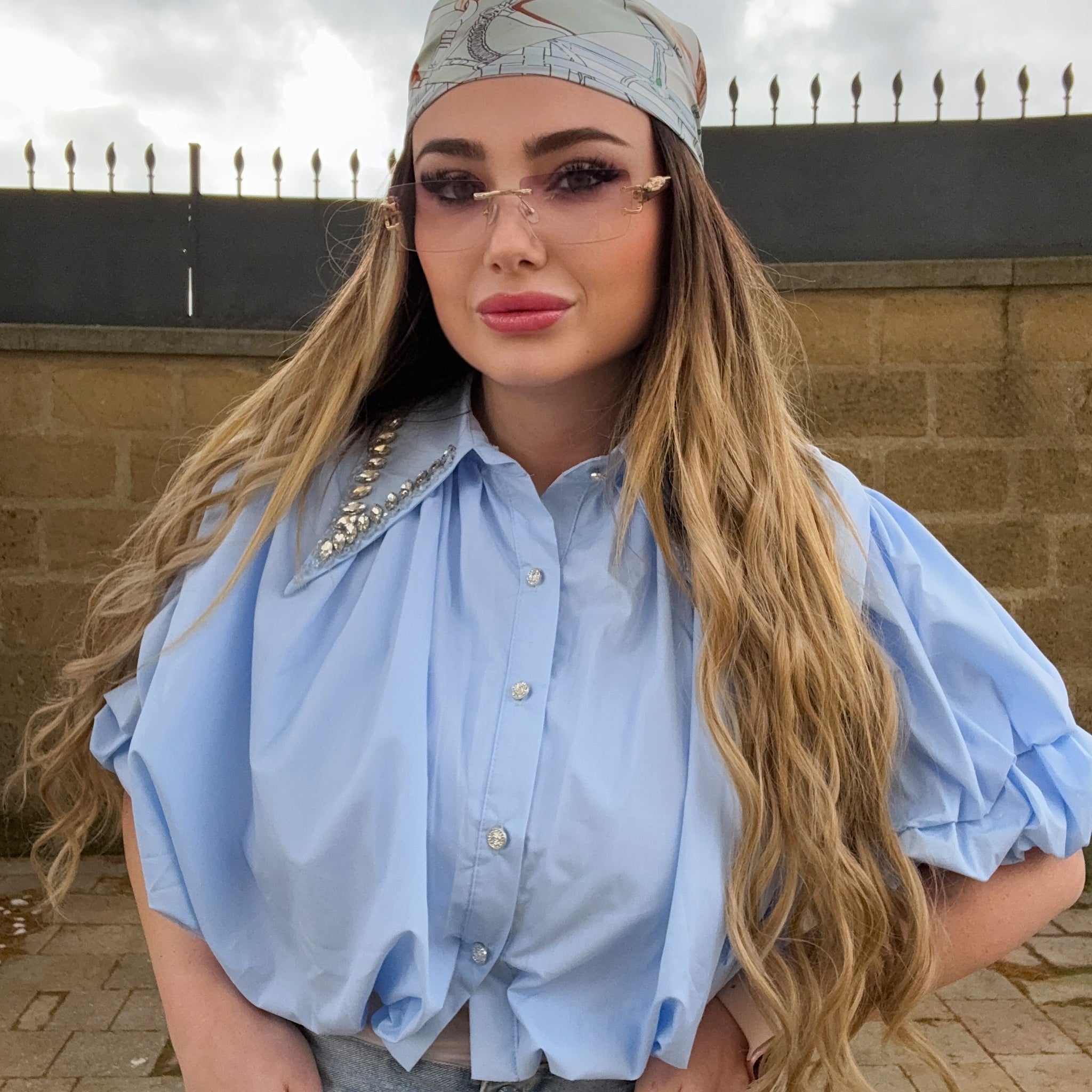 Camicetta con strass al collo - R.a. Boutique