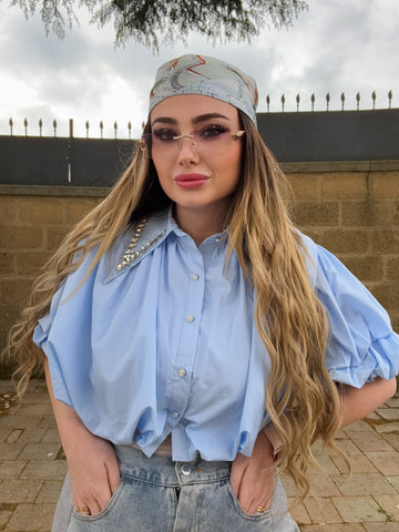 Camicetta con strass al collo - R.a. Boutique