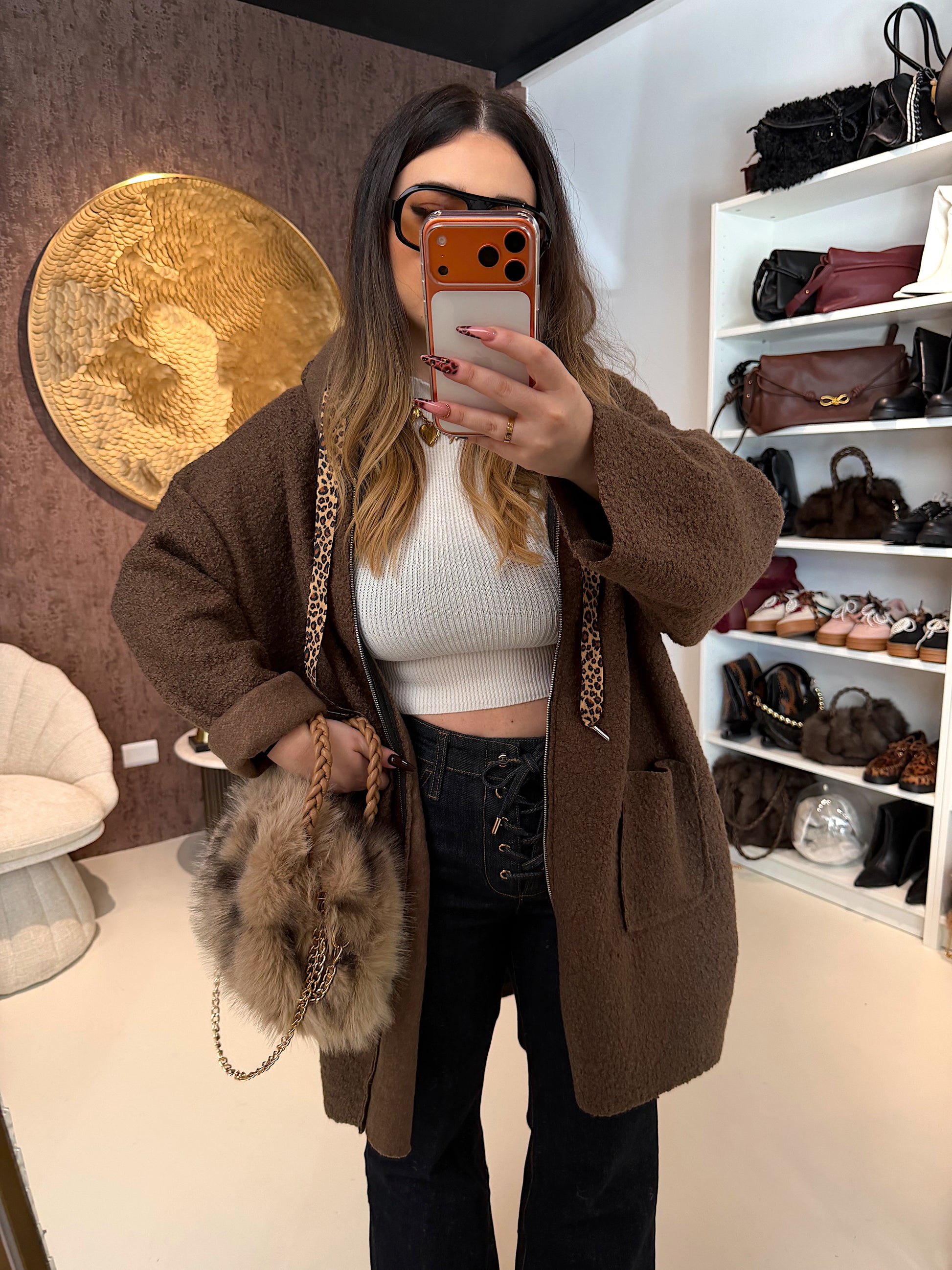 Cardigan Morbido con Cappuccio e laccio Animalier - R.a. Boutique