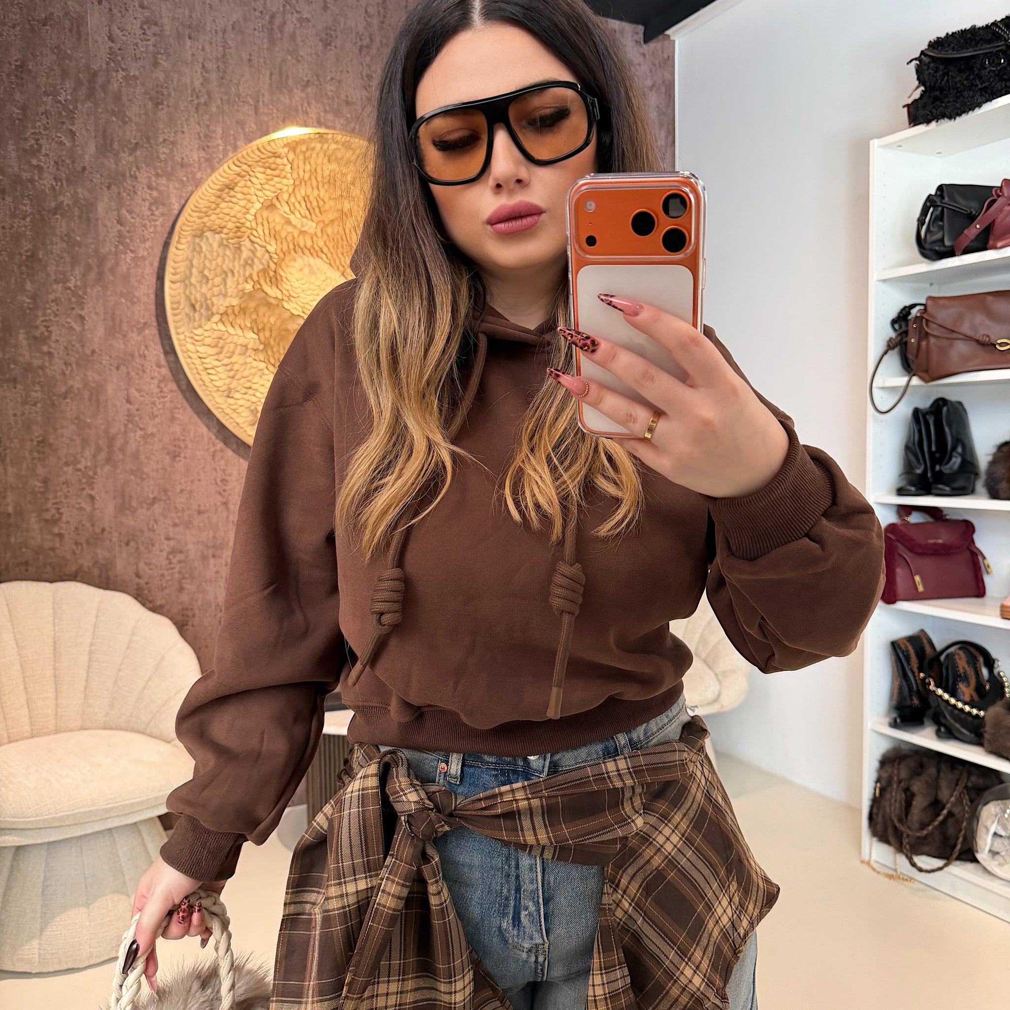 Felpa crop con lacci a nodo - R.a. Boutique