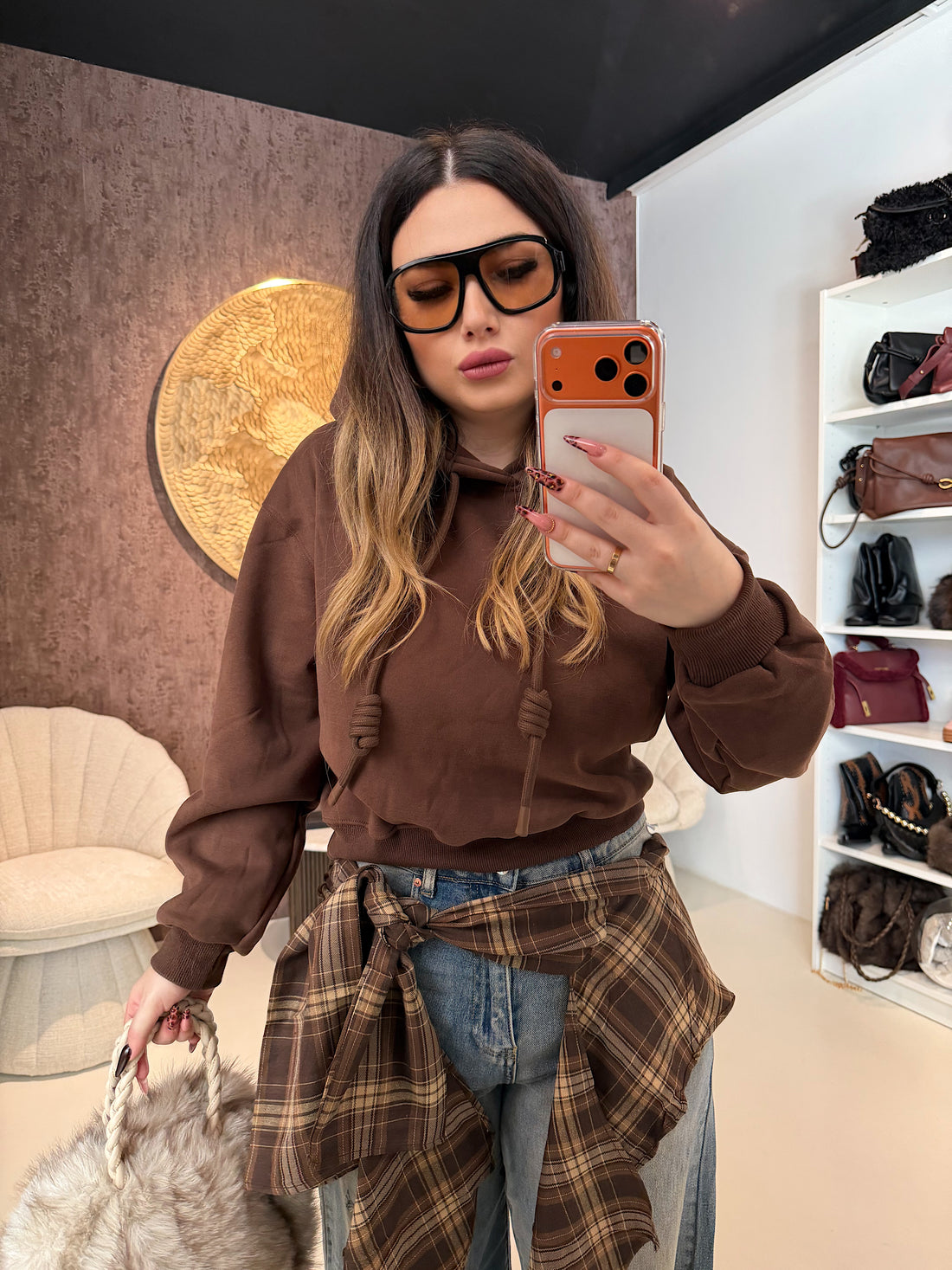 Felpa crop con lacci a nodo - R.a. Boutique