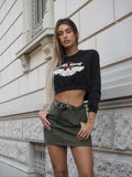 Felpa crop nera aquila - R.a. Boutique 