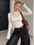 Maglia a Costine con Collo Alto e Trasparenze - R.a. Boutique
