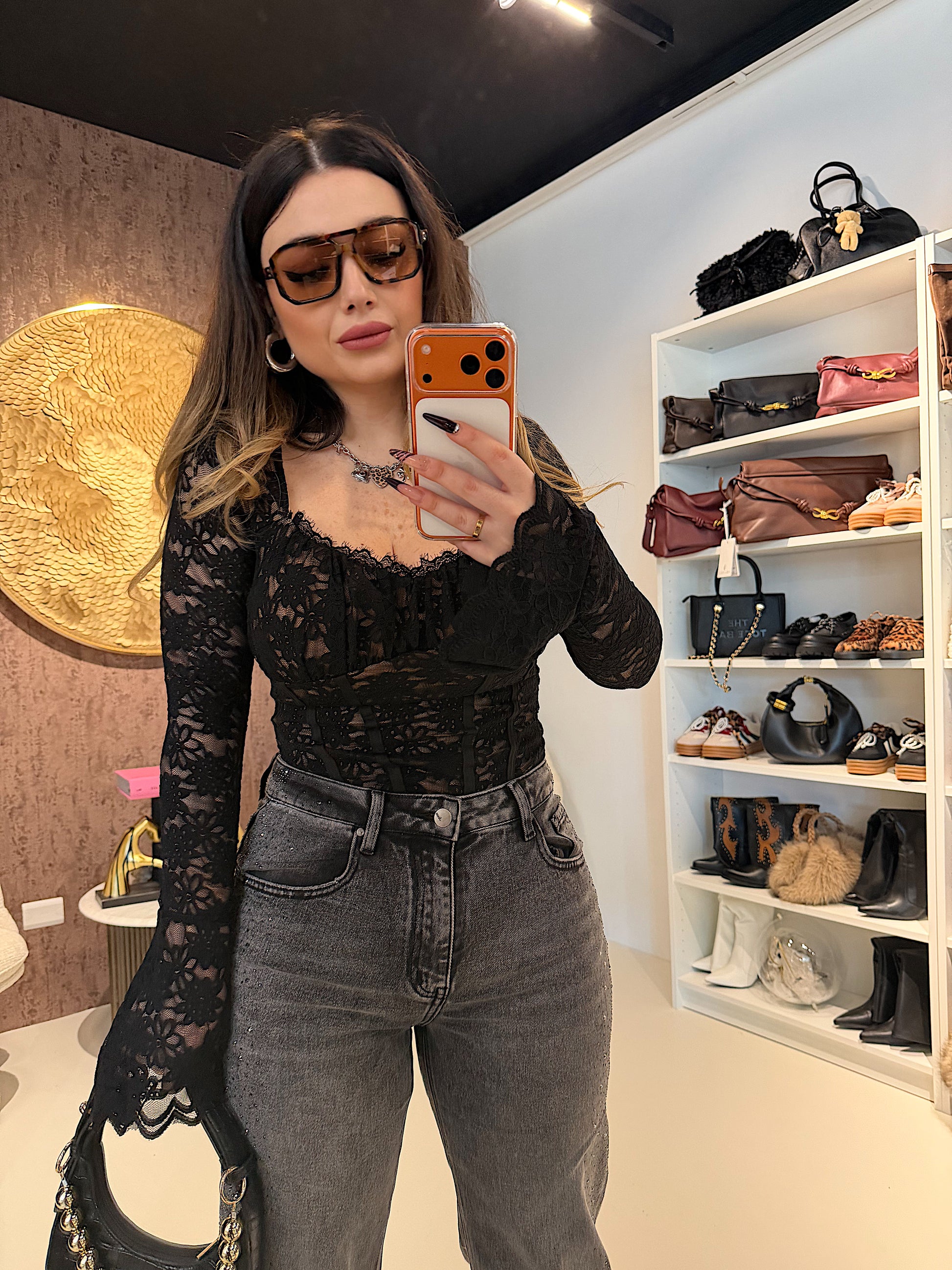 Top in Pizzo con Dettaglio Bustier - R.a. Boutique