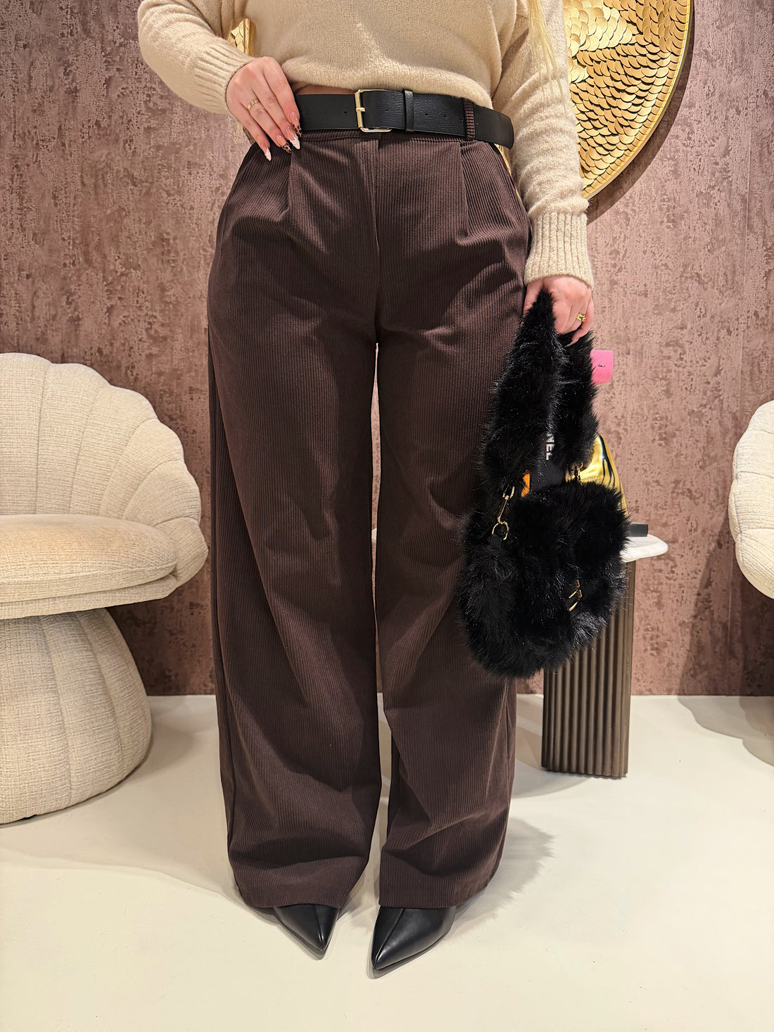 Pantalone in velluto con cintura - R.a. Boutique
