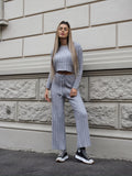 Completo maglia e pantalone grigio a righe - R.a. Boutique 