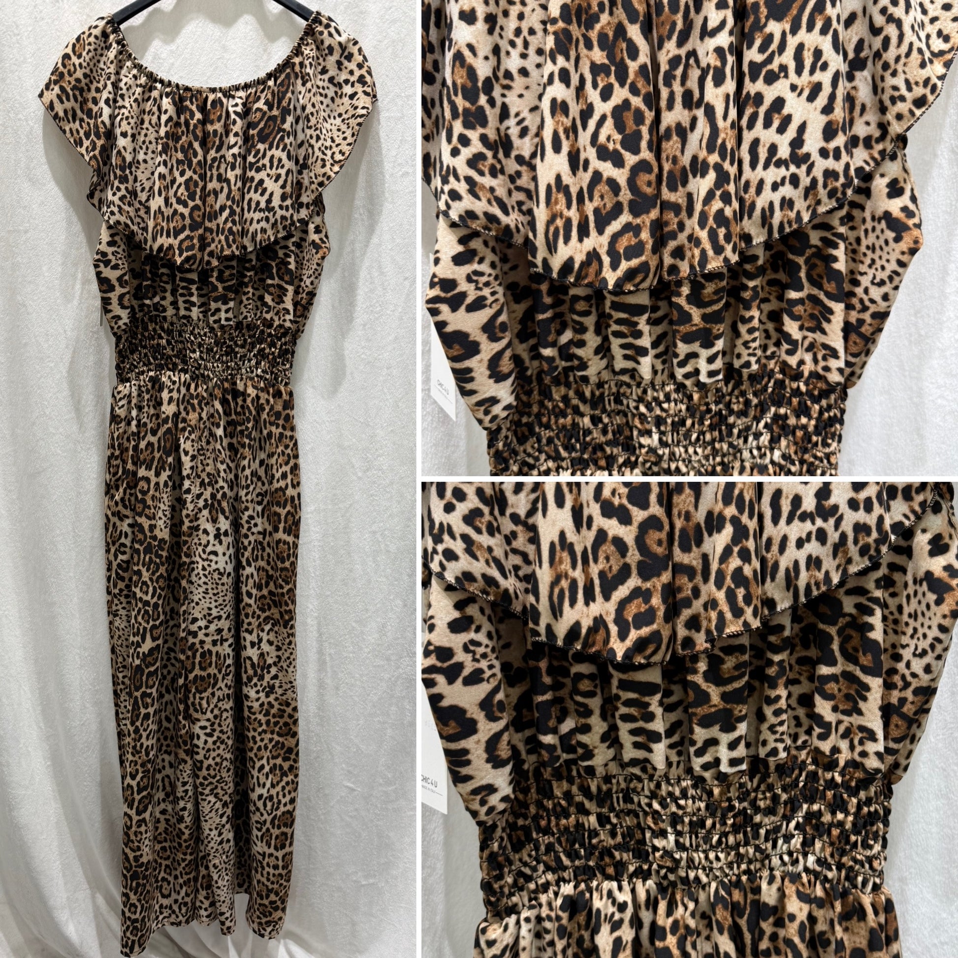Tuta animalier con scollo a barchetta - R.a. Boutique