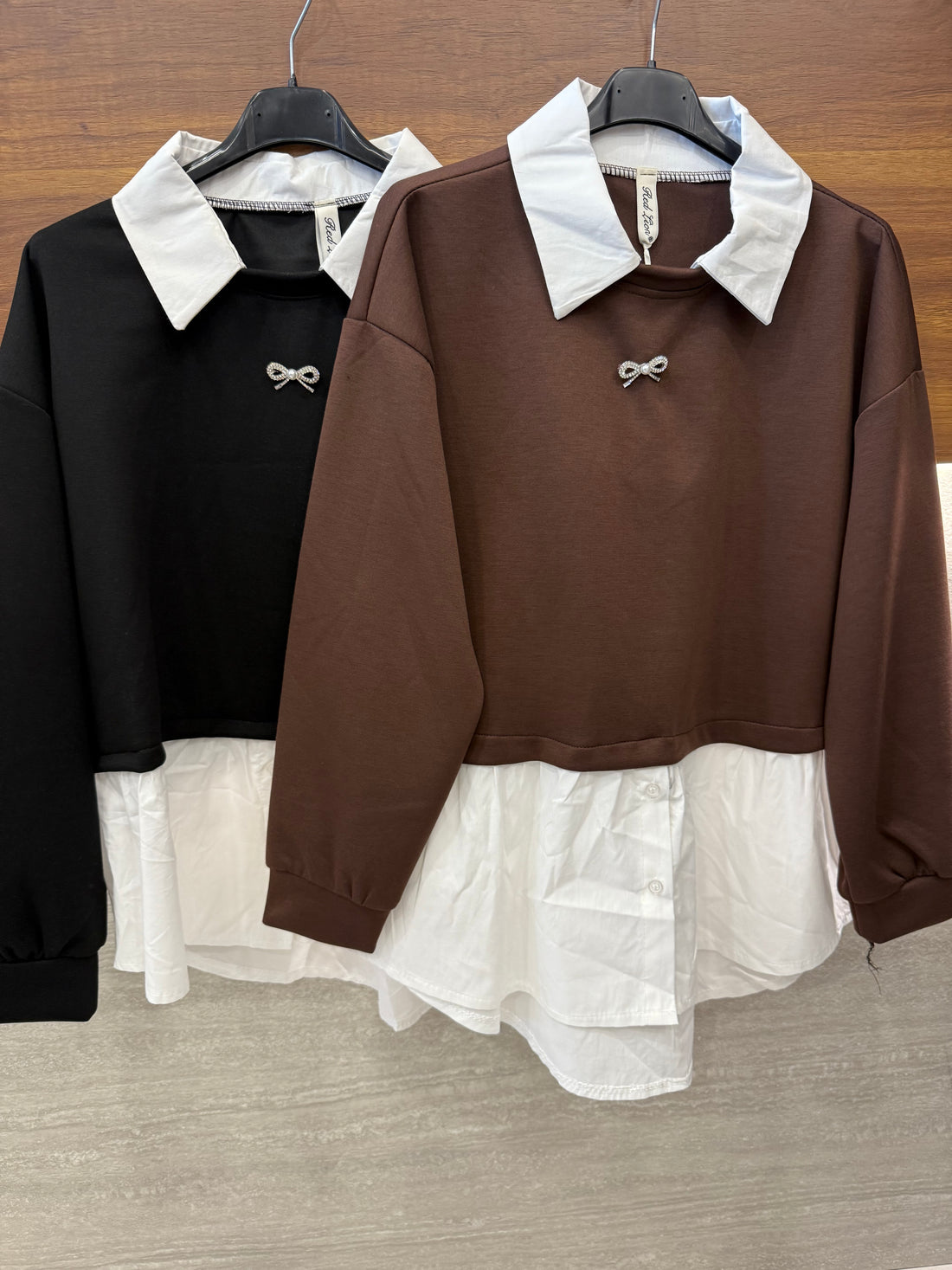 Felpa con camicia e fiocchetto - R.a. Boutique