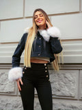 Giaccone in jeans con pelo - R.a. Boutique 