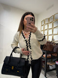 Cardigan con ricamo e lacci - R.a. Boutique