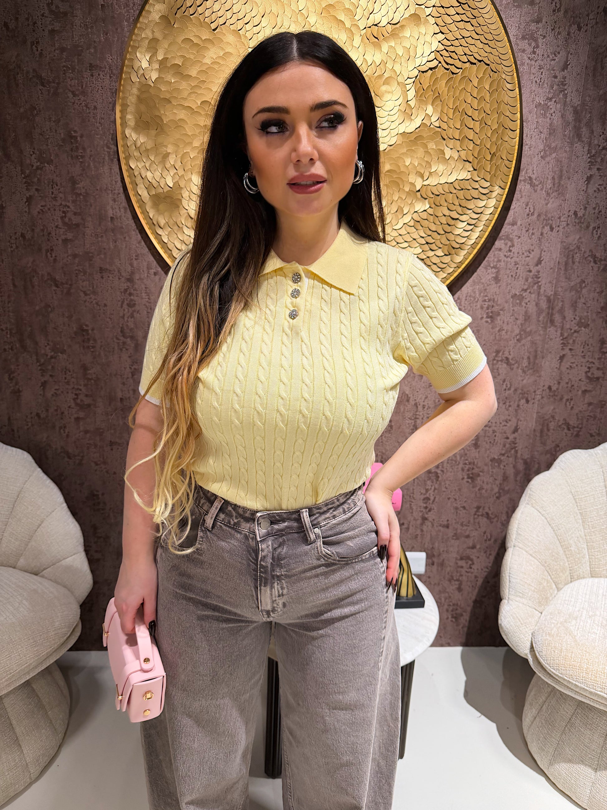 Polo a Trecce bottoni gioiello - R.a. Boutique