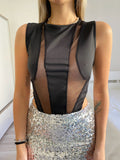 Body nero con trasparenze - R.a. Boutique 