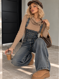 Salopette Jeans Wide Leg Denim Washed - R.a. Boutique