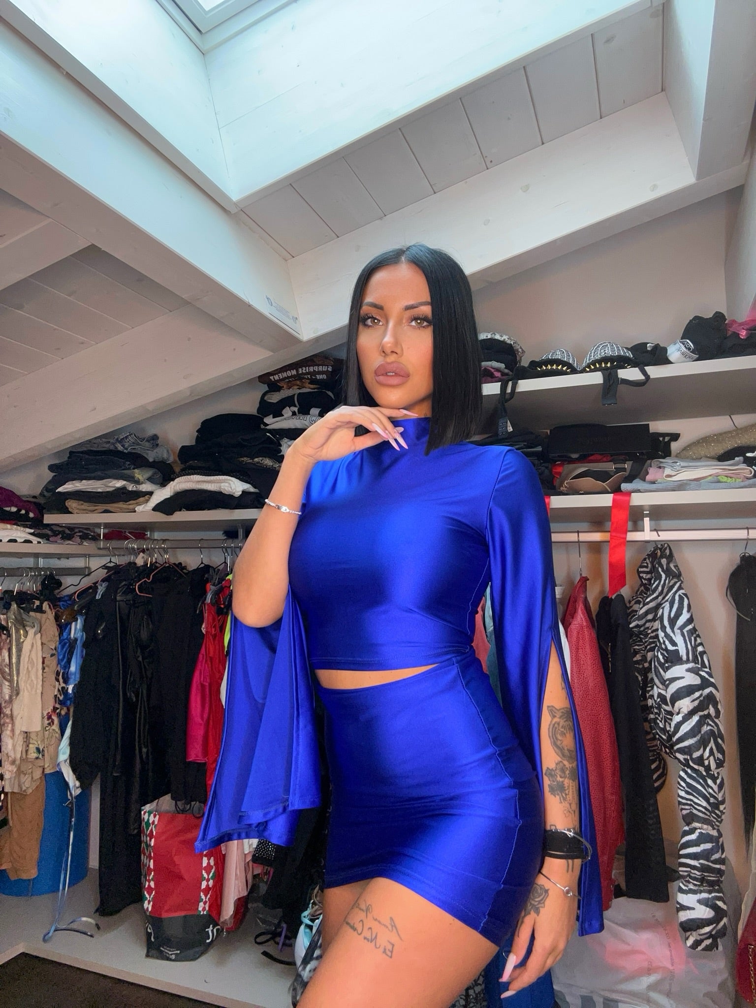 Set top e gonna blu elettrico - R.a. Boutique 