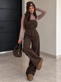 Salopette Denim Animalier Leopard – Marrone - R.a. Boutique