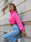 Felpa crop rosa barbie con lacci - R.a. Boutique 