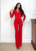 Tuta con maniche in pizzo rosso - R.a. Boutique