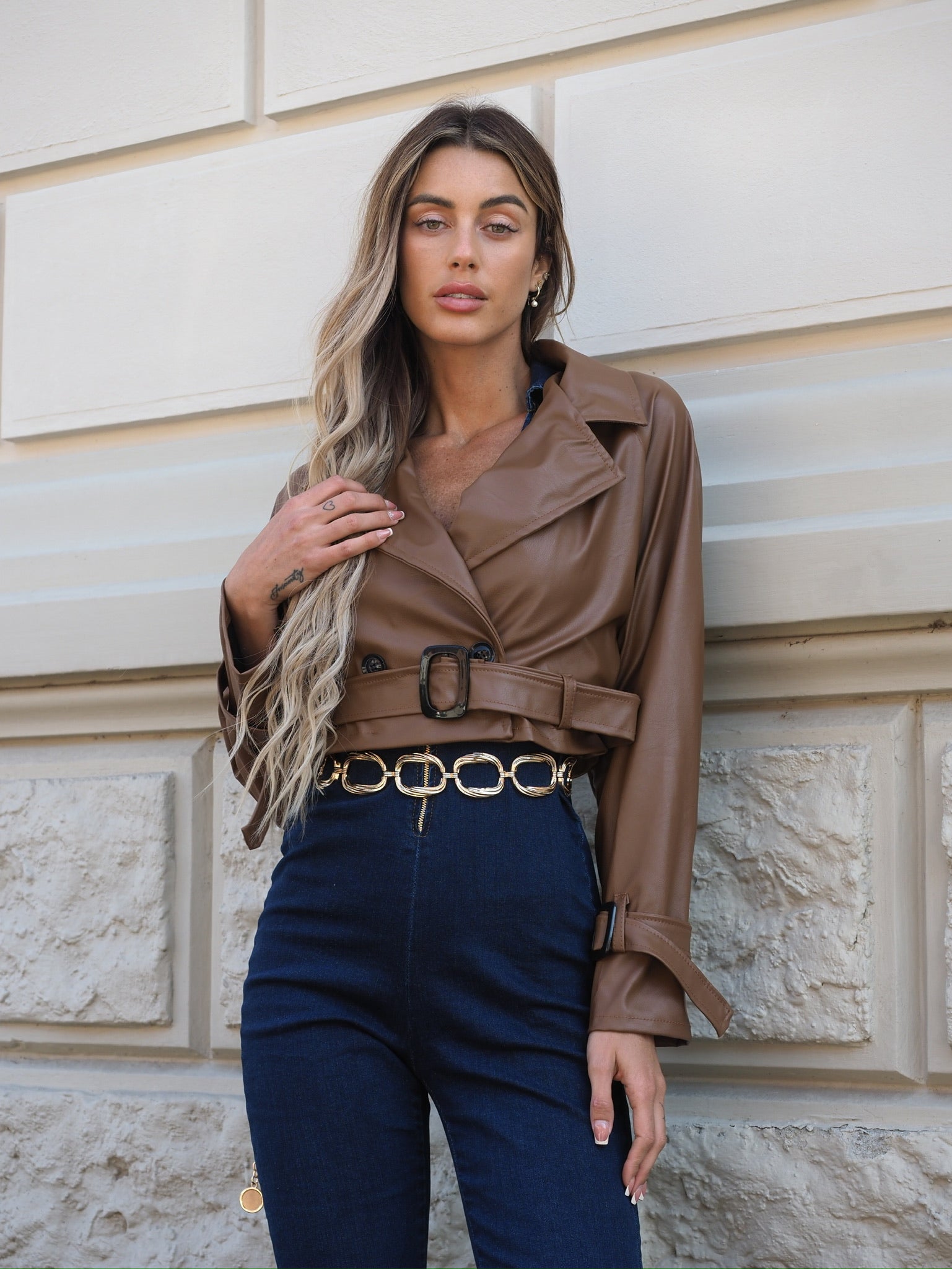 Giacca in ecopelle choco - R.a. Boutique 