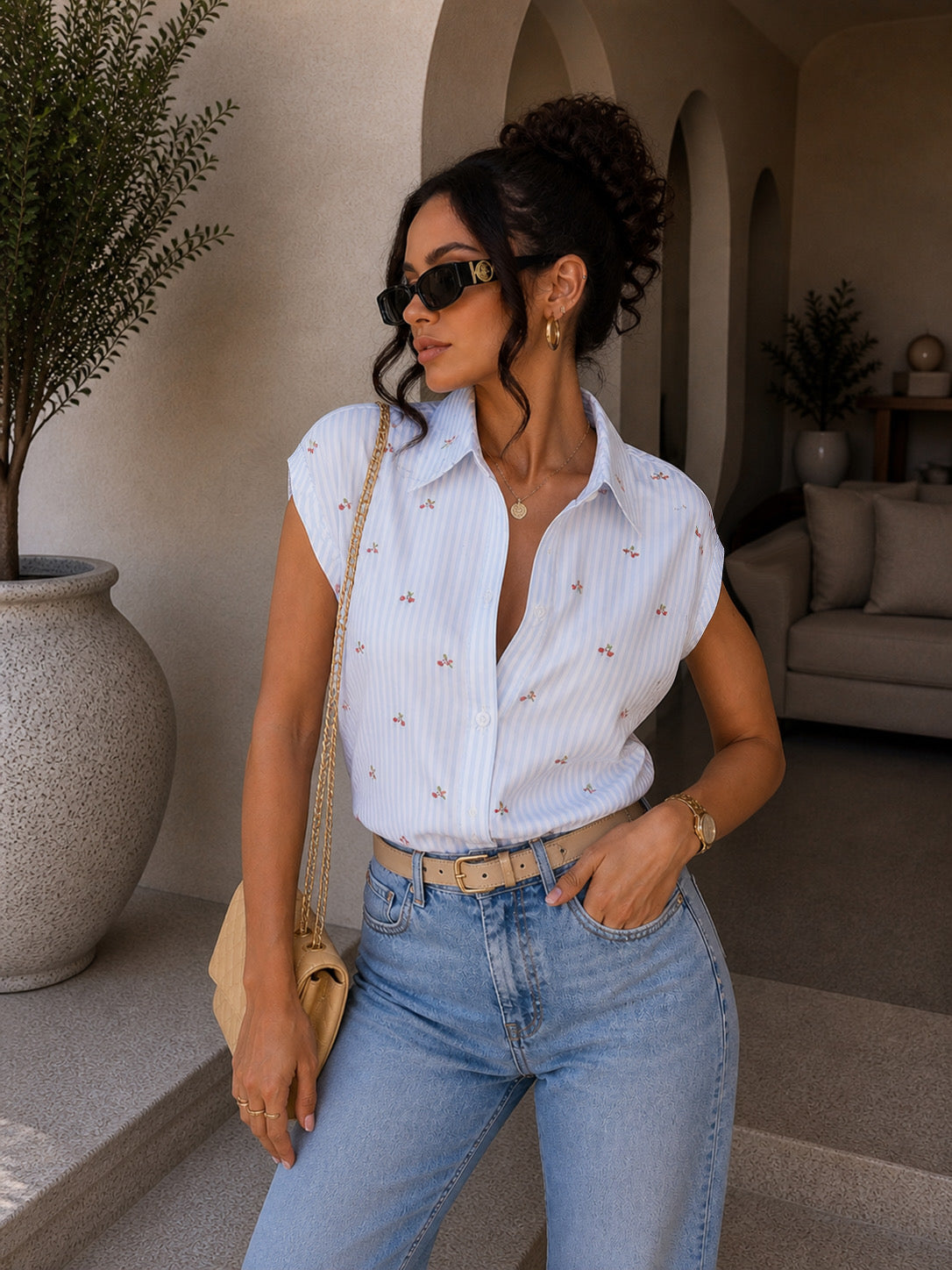 Camicia a righe cherry - R.a. Boutique