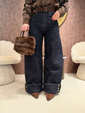 Jeans Turn Up Wide Leg con cintura - R.a. Boutique
