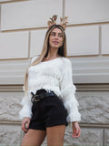 Maglione bianco con frange - R.a. Boutique 