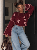 Maglioncino Bordeaux con Fiocchi Rosa - R.a. Boutique
