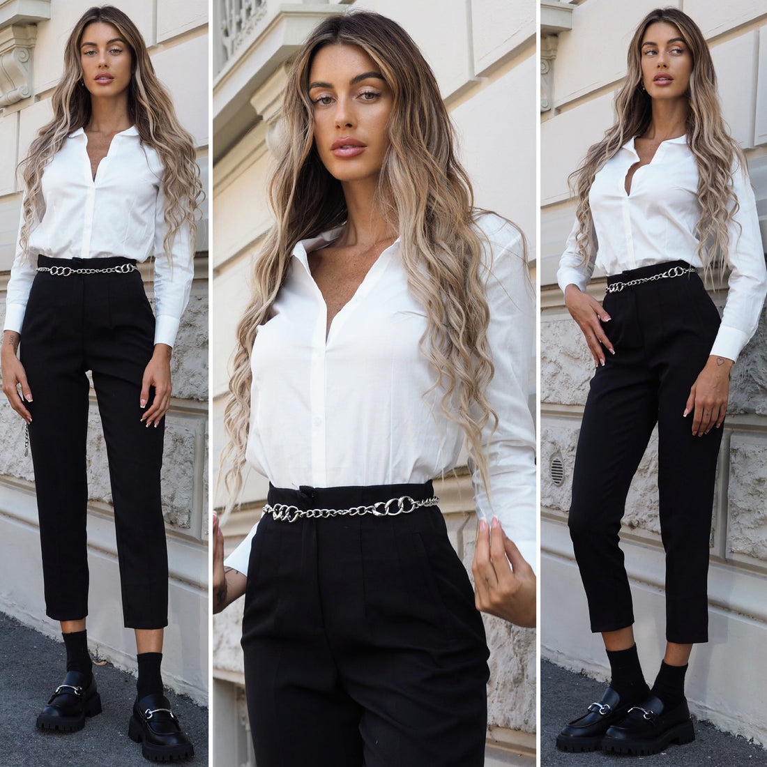 Pantalone vita alta nero - R.a. Boutique 