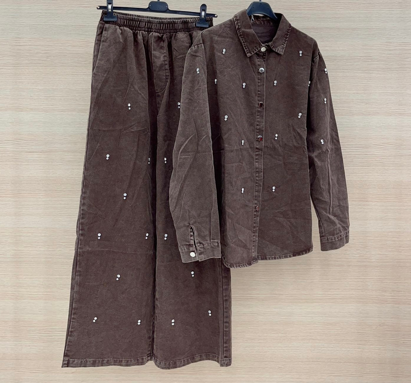 Completo denim dark con strass - R.a. Boutique