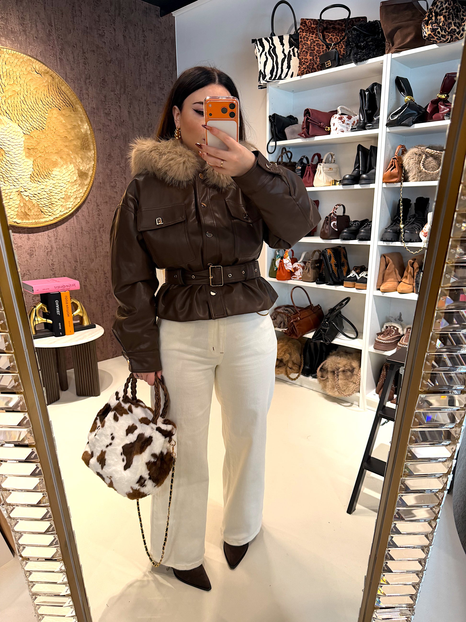 Giaccone con Cintura e Collo in Eco-pelle - R.a. Boutique