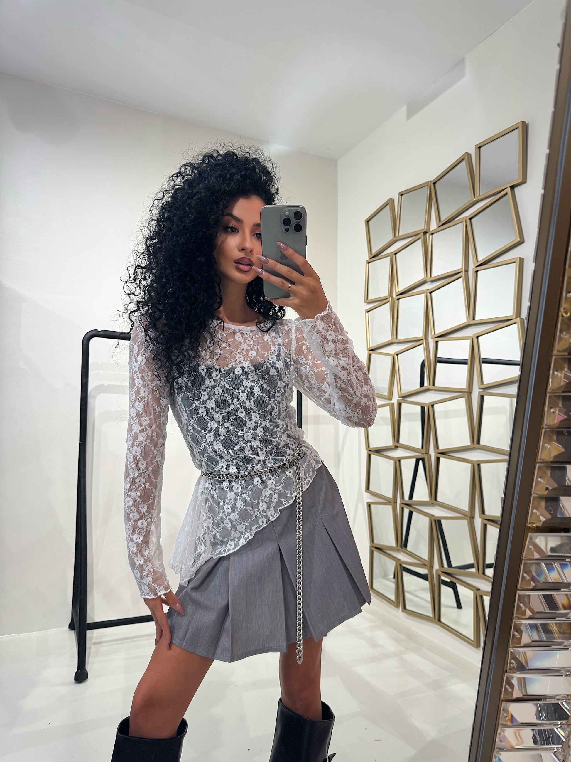 Maglia in pizzo obliqua - R.a. Boutique