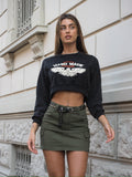 Felpa crop nera aquila - R.a. Boutique 