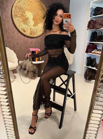 Abito nero con trasparenza - R.a. Boutique