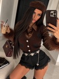 Gilet Soft Hearts con Cuori Glitter – Marrone Chocolate - R.a. Boutique