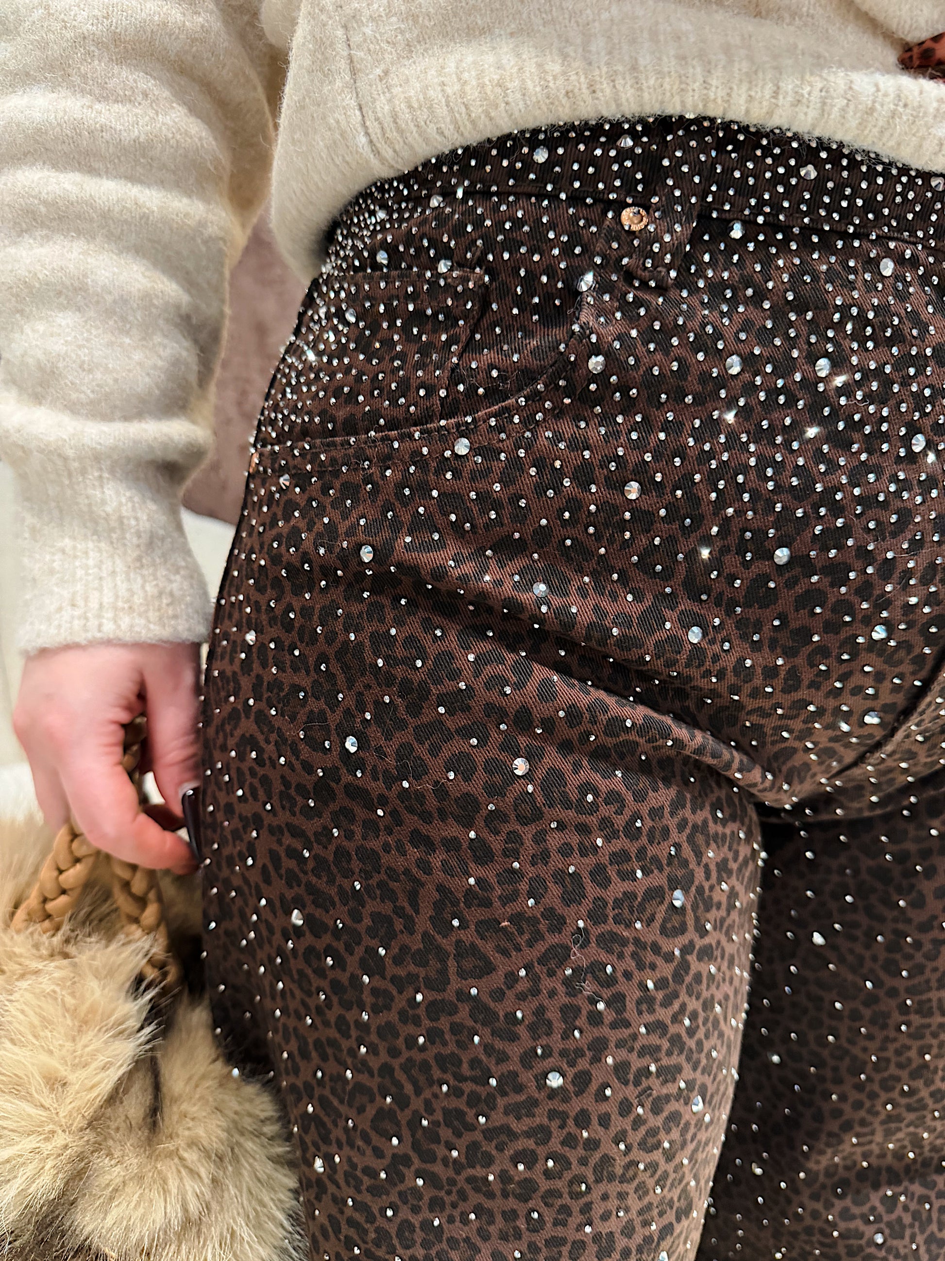 Jeans maculato con strass - R.a. Boutique