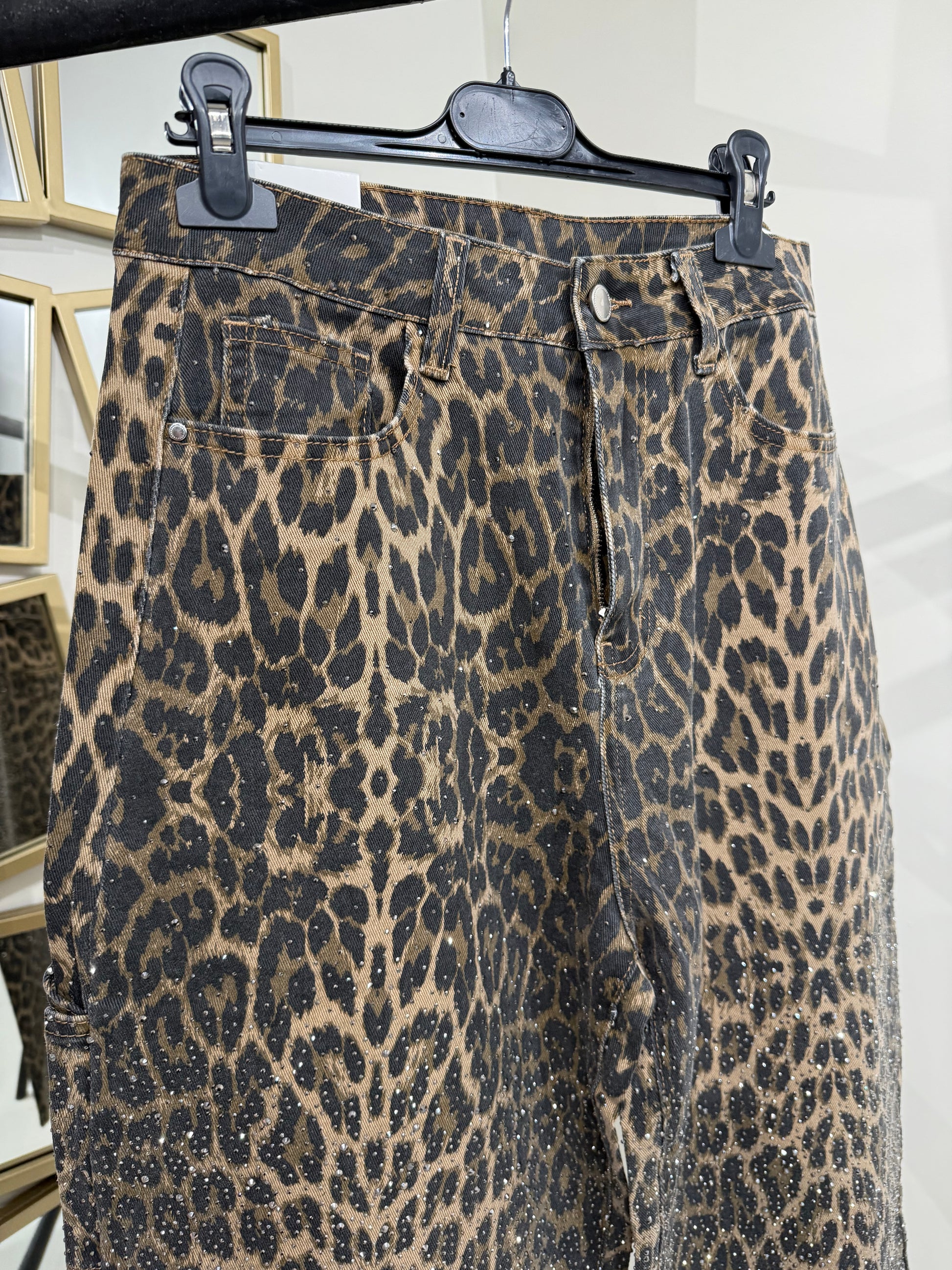 Pantalone con strass animalier - R.a. Boutique