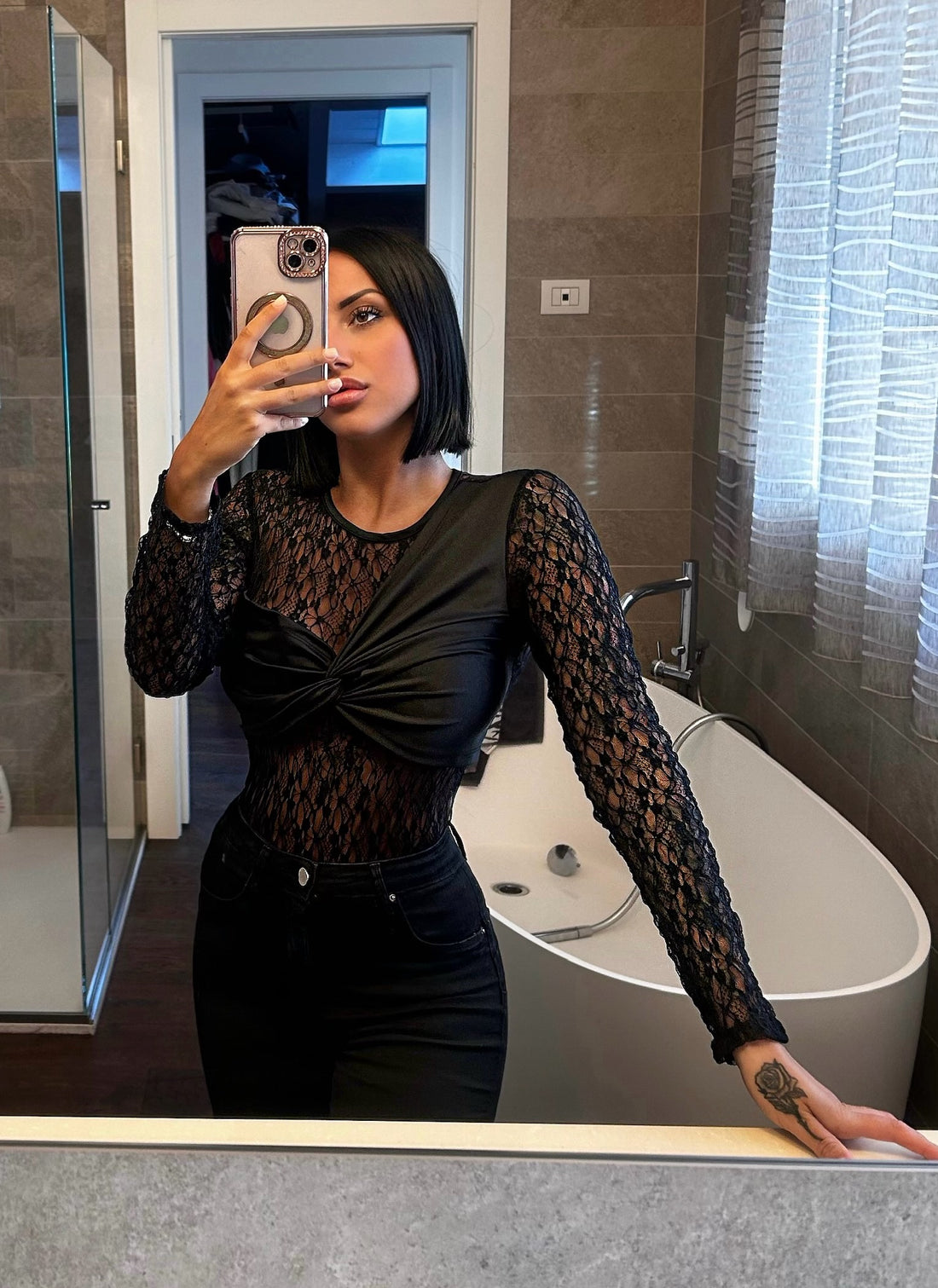 Body in pizzo con top - R.a. Boutique 