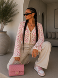 Cardigan Crochet Rosa con Laccetto - R.a. Boutique