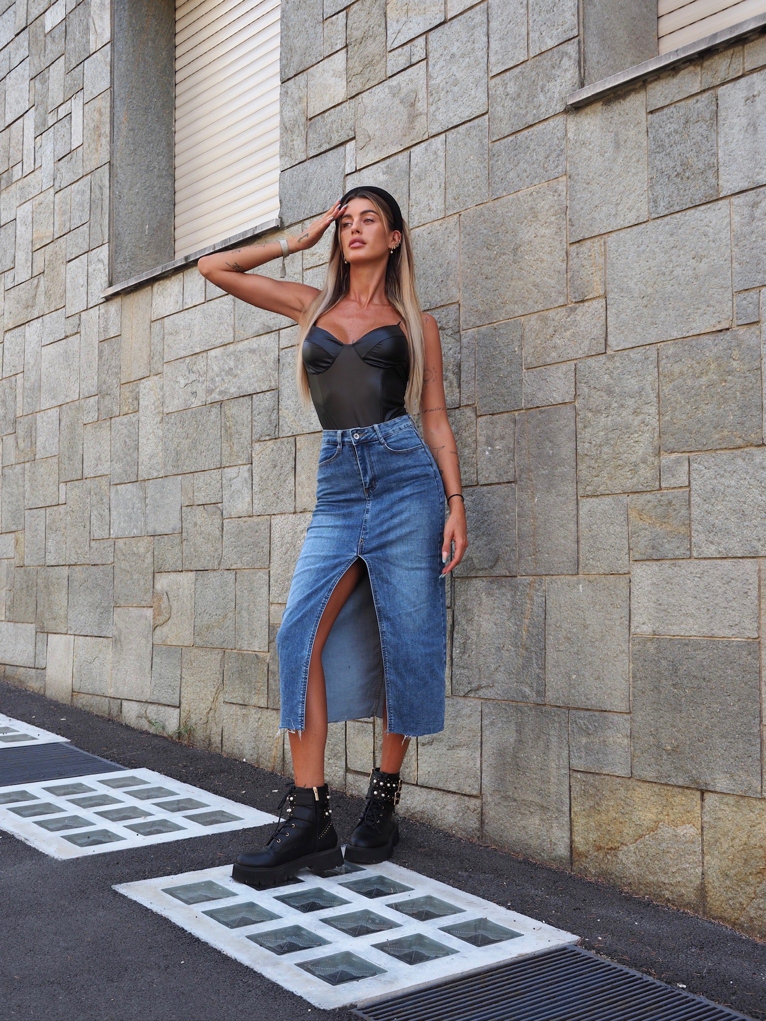 Body nero in ecopelle - R.a. Boutique 