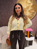 Cardigan giallo con bottoncini oro - R.a. Boutique