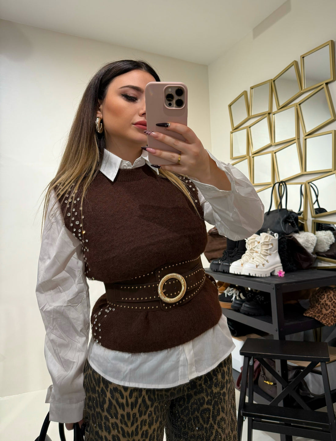 Camicia con pull-over e strass - R.a. Boutique