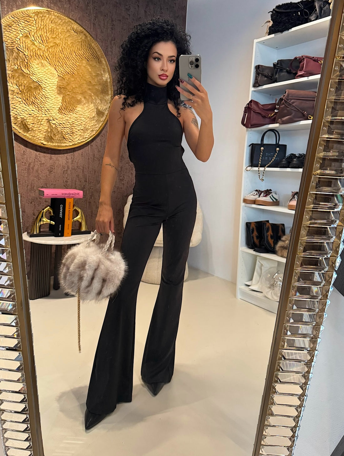 Tuta choker schiena aperta nero - R.a. Boutique