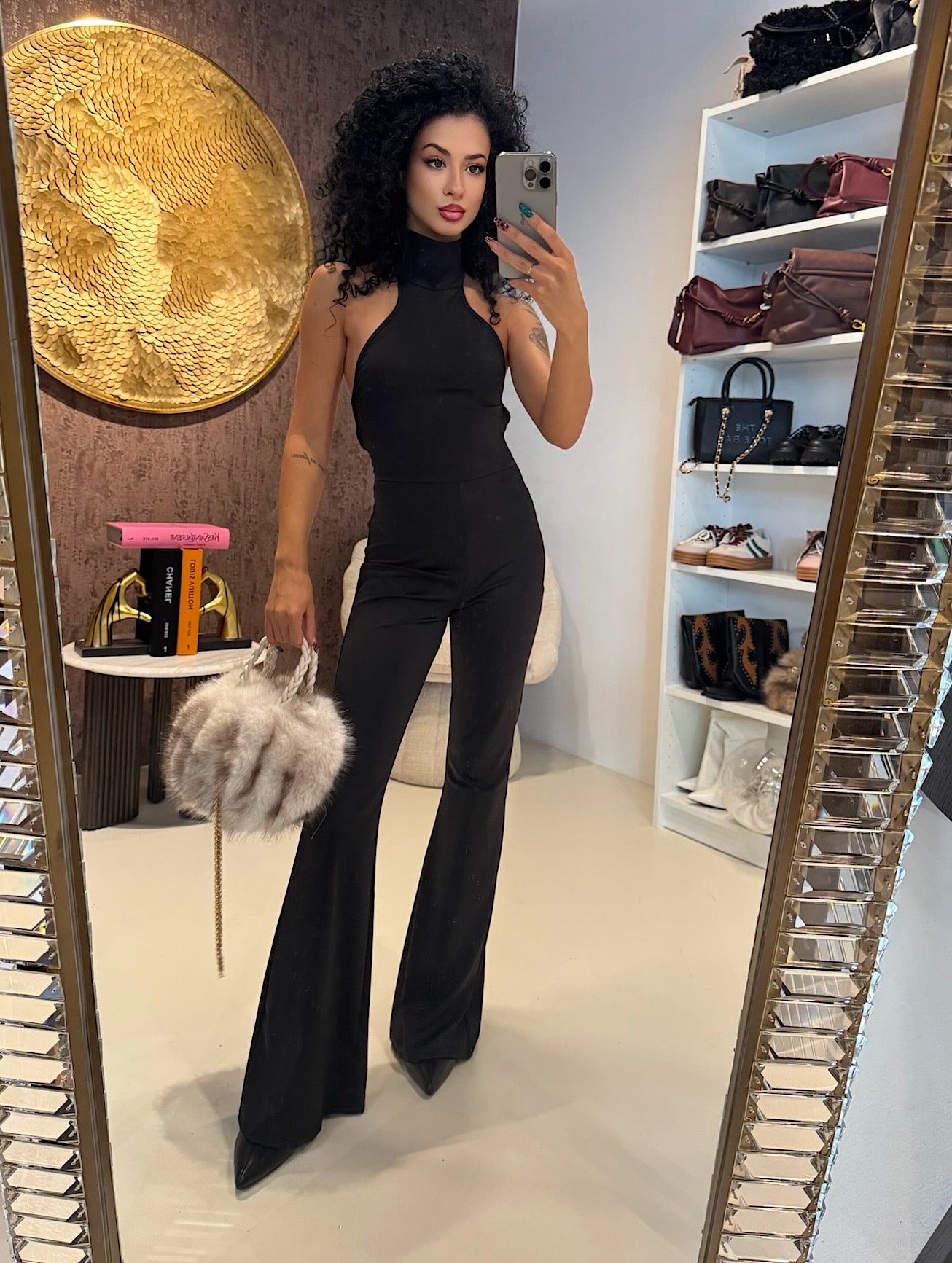 Tuta choker schiena aperta nero - R.a. Boutique