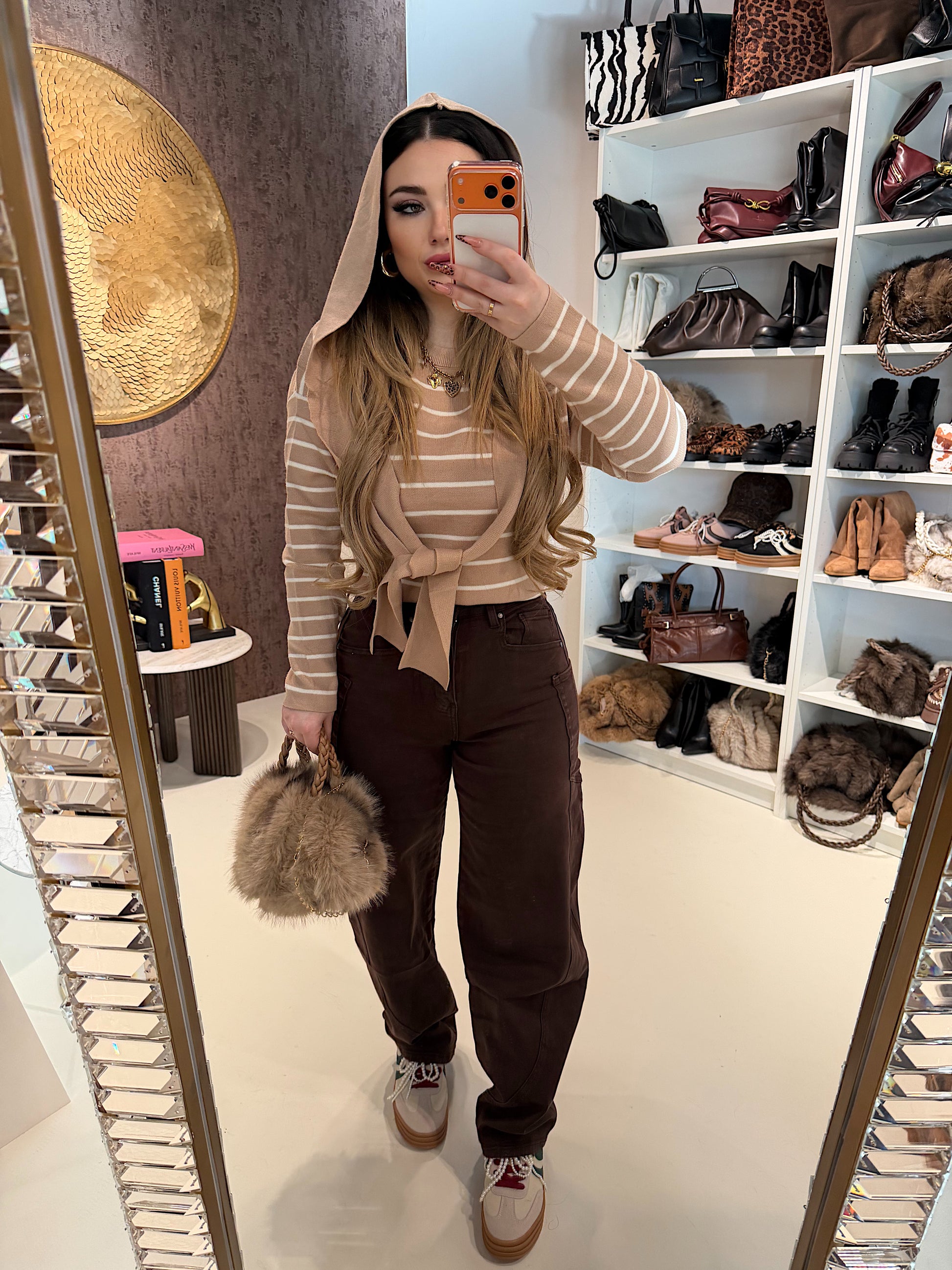 Maglia Parisienne a righe con spalla sciarpa - R.a. Boutique