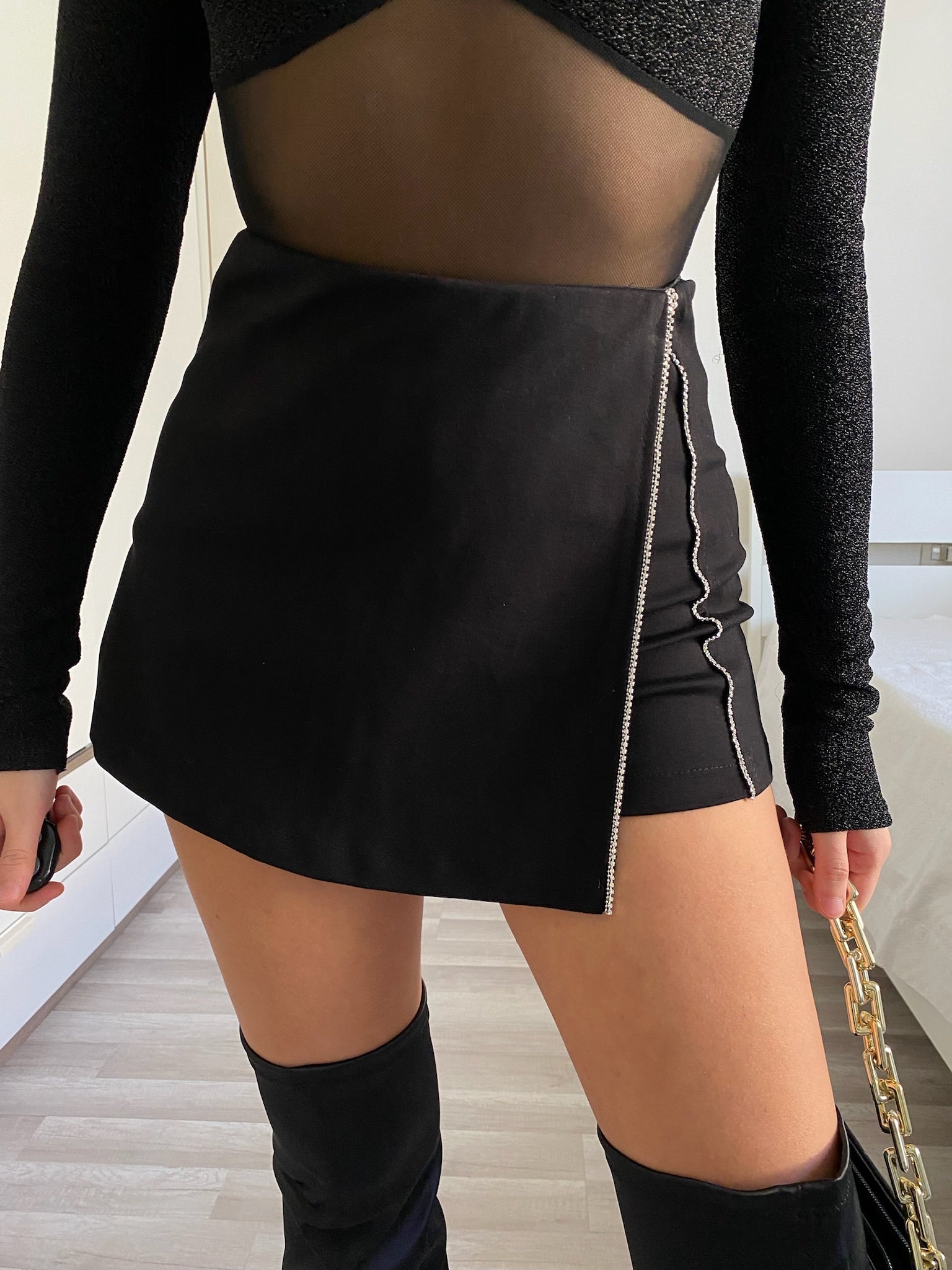 Gonna nera con strass - R.a. Boutique 