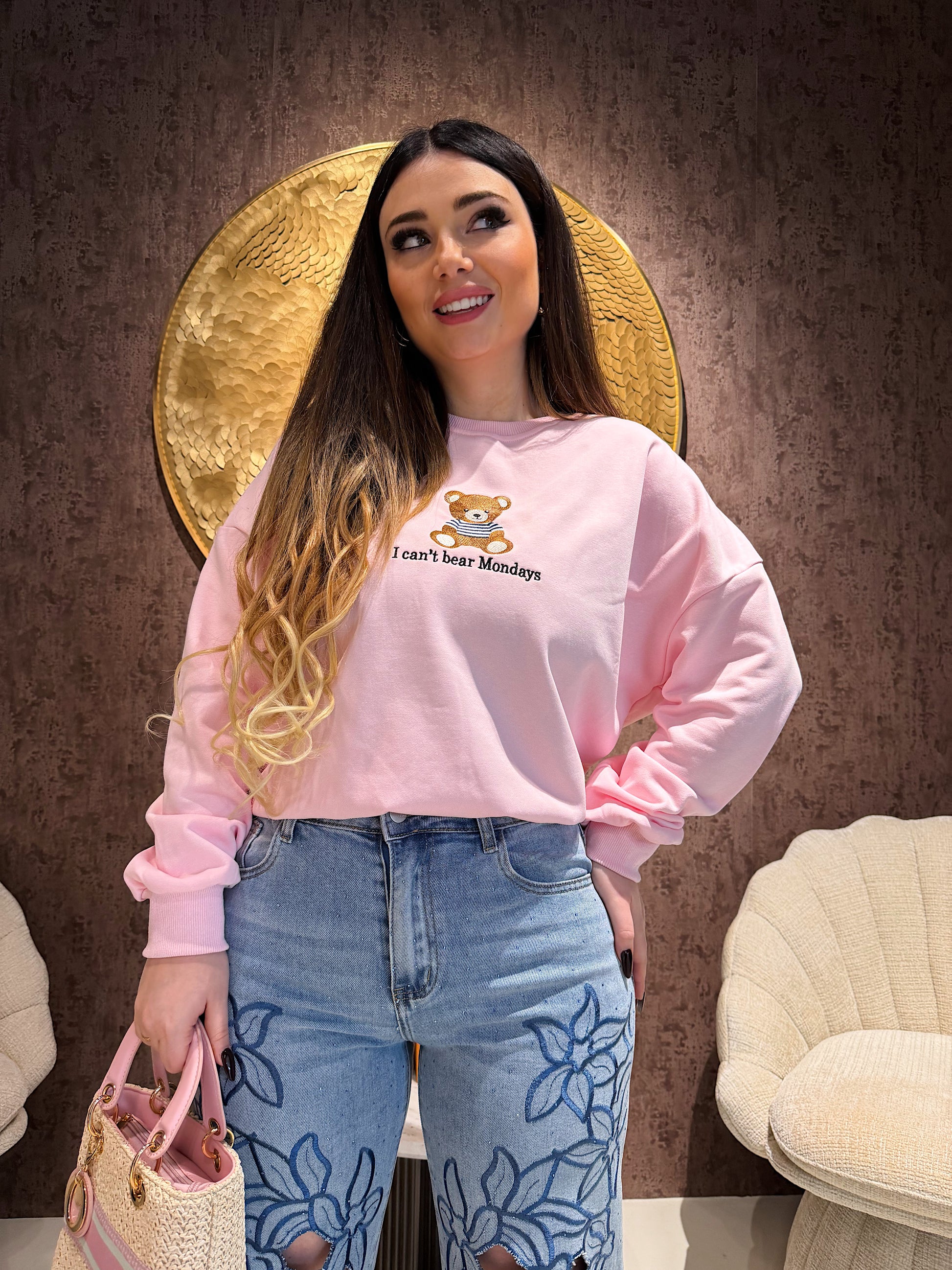 Felpa primaverile i can’t bear teddy monday - R.a. Boutique