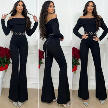 Tuta scollo a barca nero - R.a. Boutique 